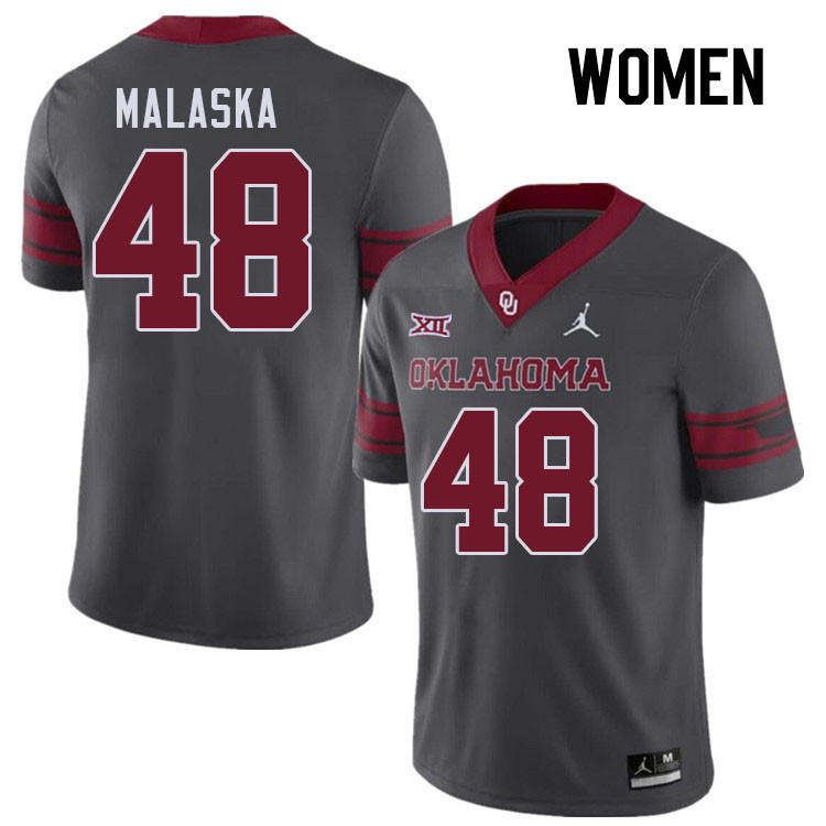 Women #48 Jocelyn Malaska Oklahoma Sooners College Football Jerseys Stitched-Charcoal